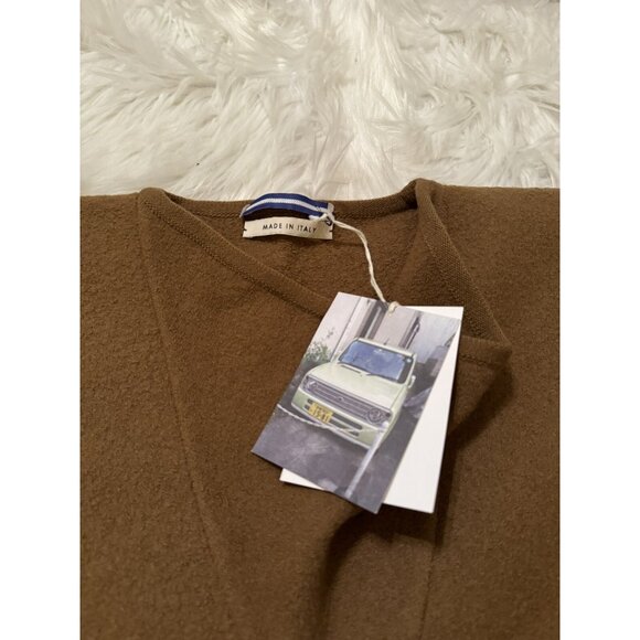 Cristaseya New Felted Wool Maxi Poncho Sweater Cape Knit Brown Medium - Picture 5 of 8